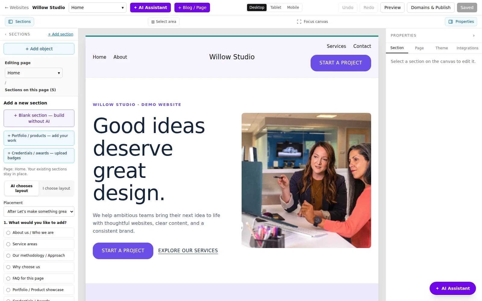 Webtummy section library for adding supported website sections